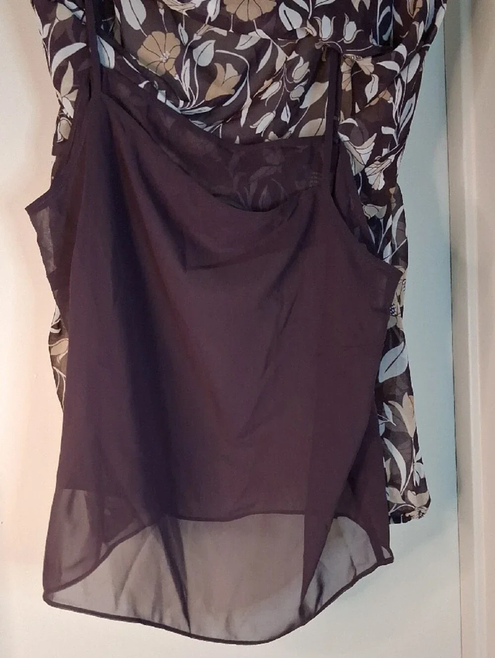 Ann Taylor Plum Floral Mock Neck Top with Neutral Blooms - Picture 8 of 8
